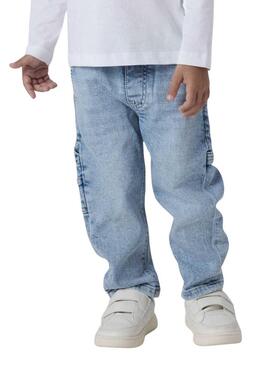 Pantaloni Name It cargo in denim chiaro per bambino
