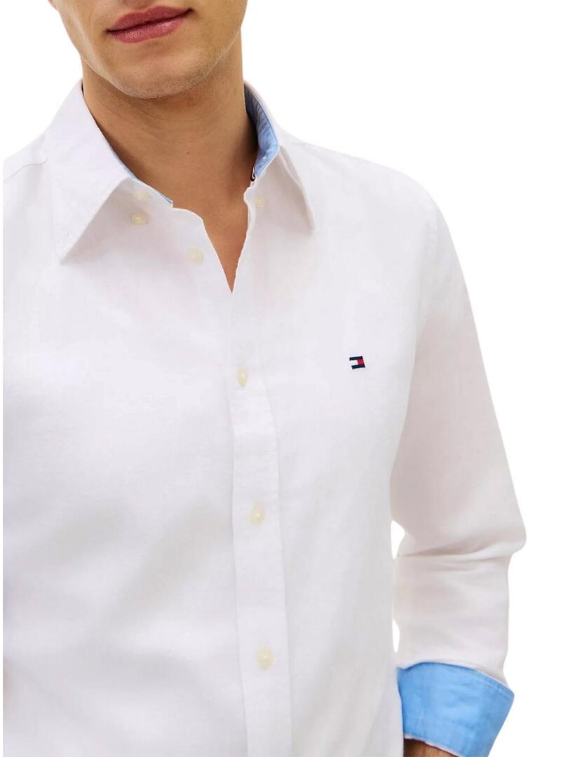 Camicia di lino Tommy Hilfiger Linen Blend bianca per uomo