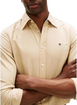 Camicia di lino Tommy Hilfiger Linen Blend beige per uomo