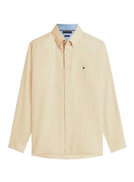 Camicia di lino Tommy Hilfiger Linen Blend beige per uomo