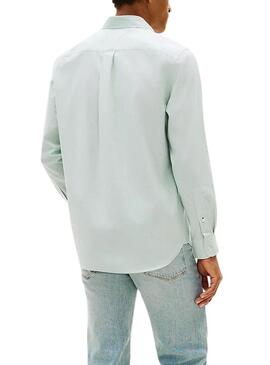 Camicia Tommy Hilfiger Light Oxford a righe verdi per uomo.