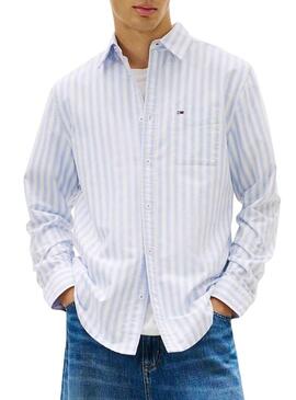 Camicia Tommy Hilfiger a righe Oxford blu a righe per uomo