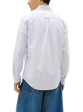 Camicia Tommy Hilfiger a righe Oxford blu a righe per uomo
