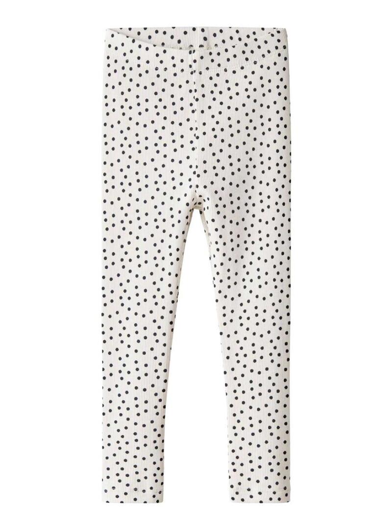 Leggings Name It a pois color crema per bambina.