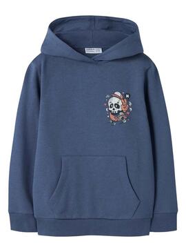Felpa Name It con cappuccio teschio blu per ragazzo