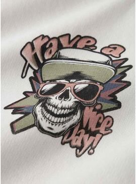 Felpa con cappuccio a teschio Name It color crema per bambino