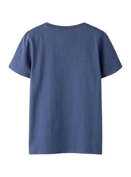 Maglietta Name It con stampa di teschio skate blu per bambino.