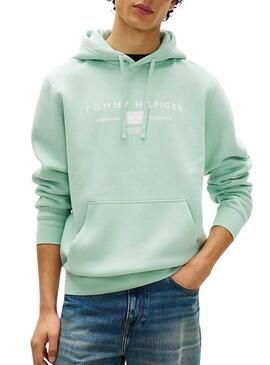Felpa Tommy Hilfiger Brand Love verde per uomo