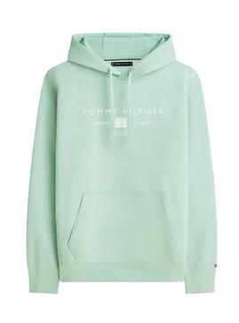 Felpa Tommy Hilfiger Brand Love verde per uomo