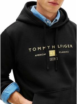 Felpa nera Tommy Hilfiger Brand Love per uomo