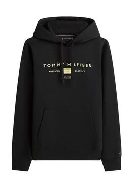 Felpa nera Tommy Hilfiger Brand Love per uomo