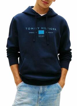 Felpa Tommy Hilfiger Brand Love blu scuro per uomo