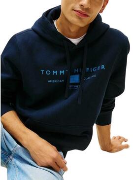 Felpa Tommy Hilfiger Brand Love blu scuro per uomo