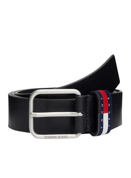 Cintura in pelle Tommy Jeans Ryan blu scuro per uomo