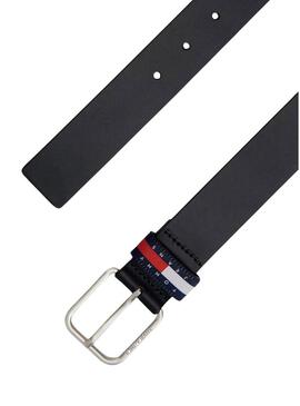 Cintura in pelle Tommy Jeans Ryan blu scuro per uomo