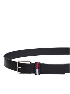 Cintura in pelle Tommy Jeans Ryan blu scuro per uomo