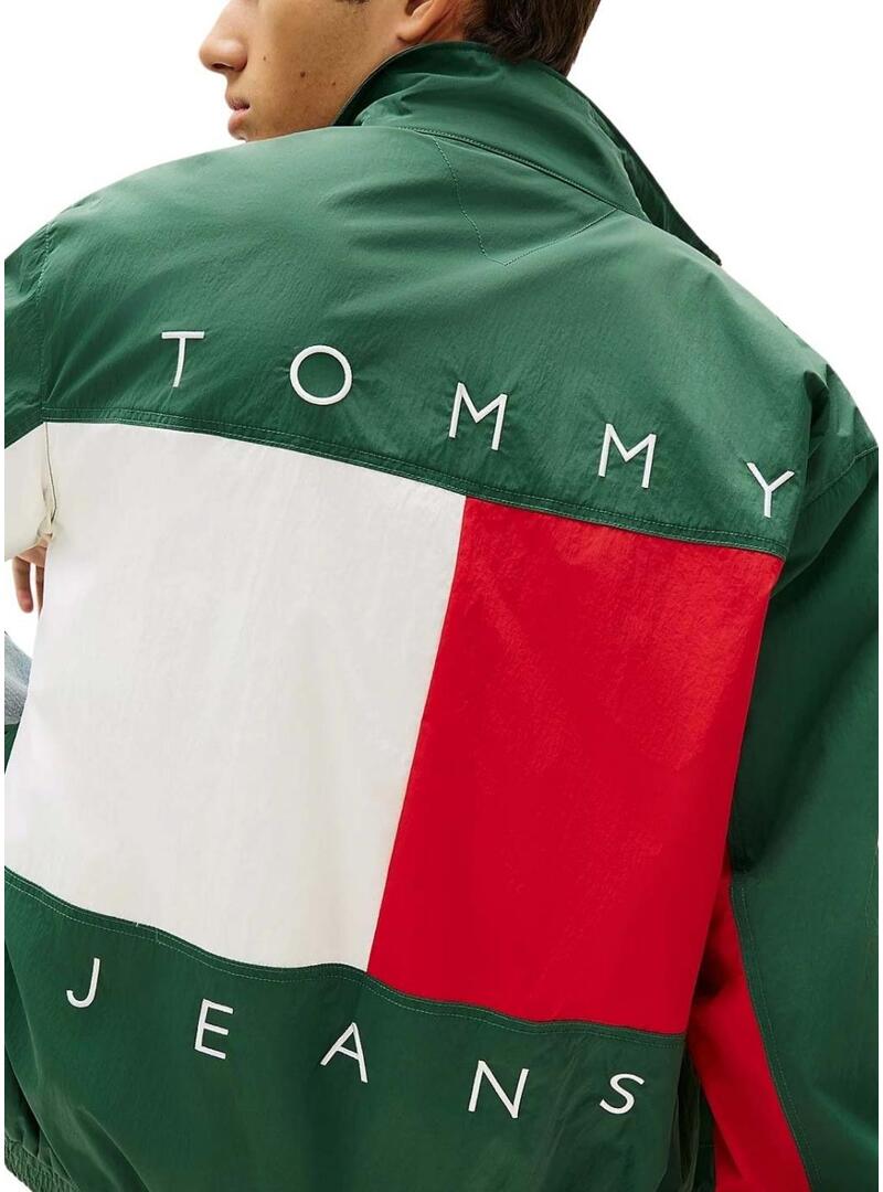 Giacca Tommy Jeans Heritage Flag verde per uomo