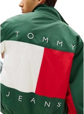 Giacca Tommy Jeans Heritage Flag verde per uomo