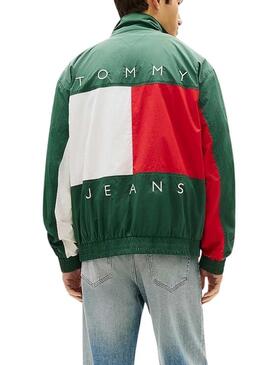Giacca Tommy Jeans Heritage Flag verde per uomo