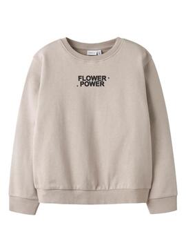 Felpa Name It Difo flower power beige per ragazza.