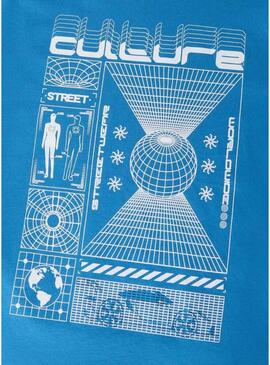 Maglietta Name It Benno con stampa grafica blu elettrico per bambino.