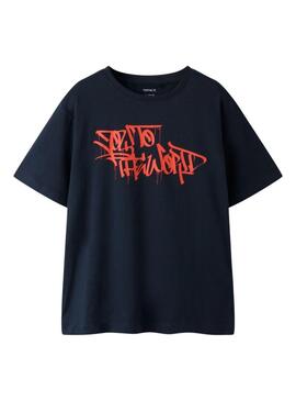 Maglietta Name It Benno stampata a grafica nera per bambino