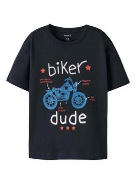 Maglietta Name It Benna moto nera per bambino