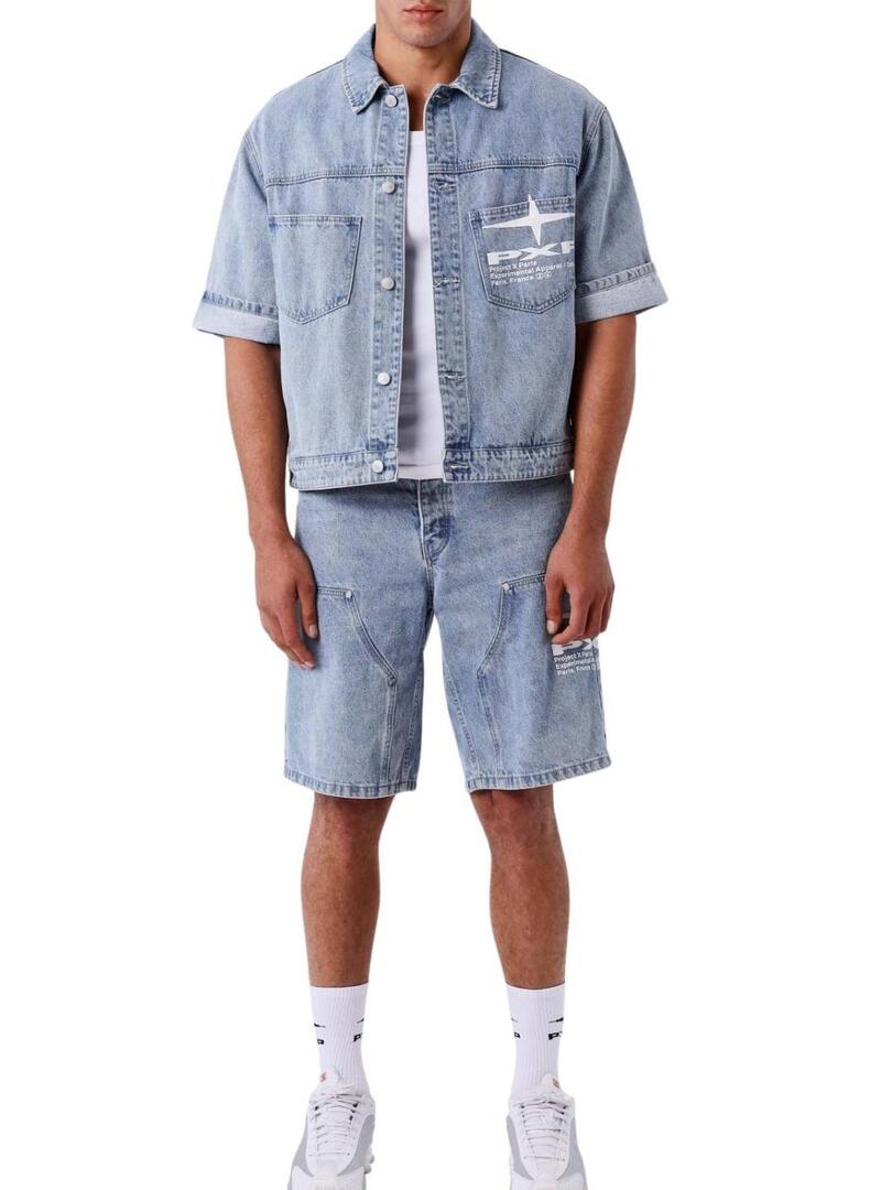 Camicia di jeans Project x Paris Idea corta per uomo