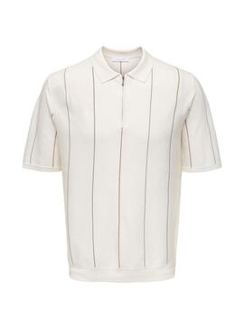 Polo Only and Sons Wyler a righe beige stampato per uomo