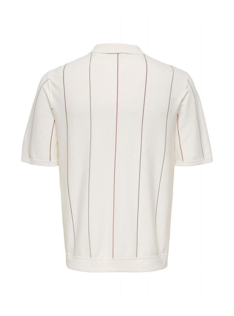 Polo Only and Sons Wyler a righe beige stampato per uomo