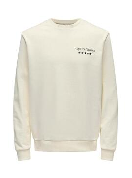 Felpa Only and Sons Cesc beige per uomo