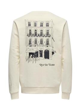 Felpa Only and Sons Cesc beige per uomo