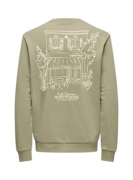 Felpa Only and Sons Cesc verde per uomo