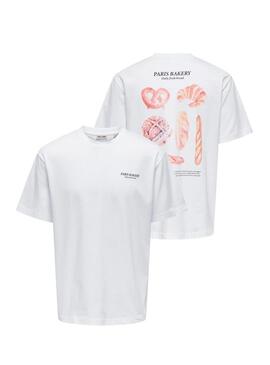 Maglietta Only and Sons Fred Bakery bianca per uomo