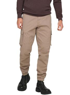 Pantaloni Only and Sons Cam cargo beige per uomo
