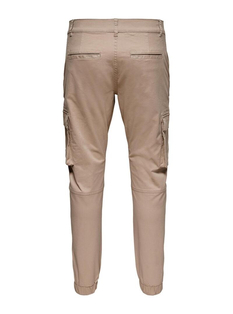 Pantaloni Only and Sons Cam cargo beige per uomo