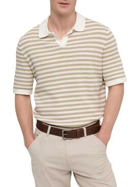 Polo Only and Sons a righe in tessuto Serge color beige per uomo.