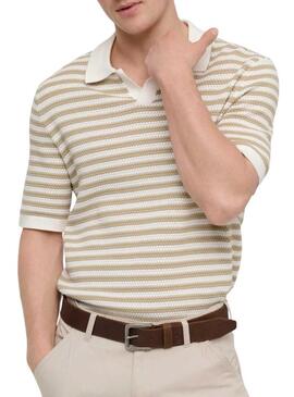Polo Only and Sons a righe in tessuto Serge color beige per uomo.
