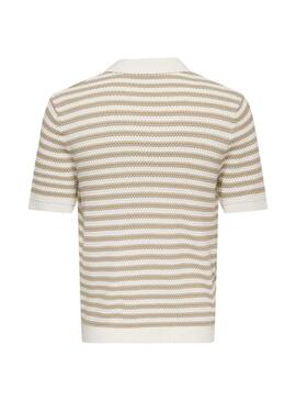 Polo Only and Sons a righe in tessuto Serge color beige per uomo.