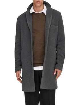 Cappotto Only and Sons Jaylon grigio per uomo