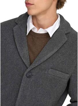Cappotto Only and Sons Jaylon grigio per uomo