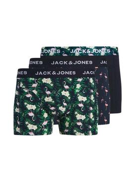 Confezione di mutande Jack and Jones con stampa di fiori fenicotteri per uomo