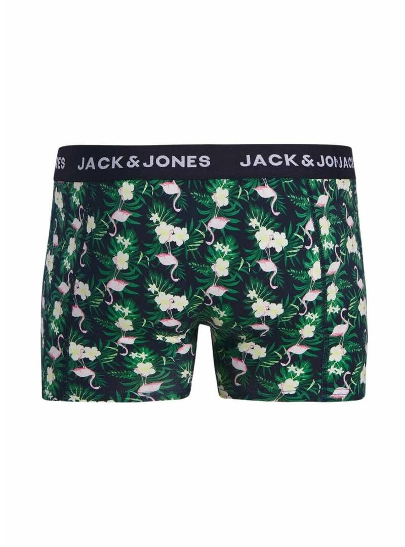 Confezione di mutande Jack and Jones con stampa di fiori fenicotteri per uomo