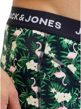 Confezione di mutande Jack and Jones con stampa di fiori fenicotteri per uomo