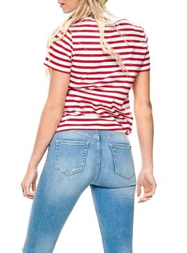 T-Shirt Only Brave Rosso Strisce Donna