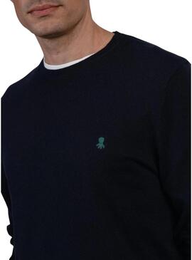 Maglia El Pulpo con logo ricamato blu navy delavé per uomo