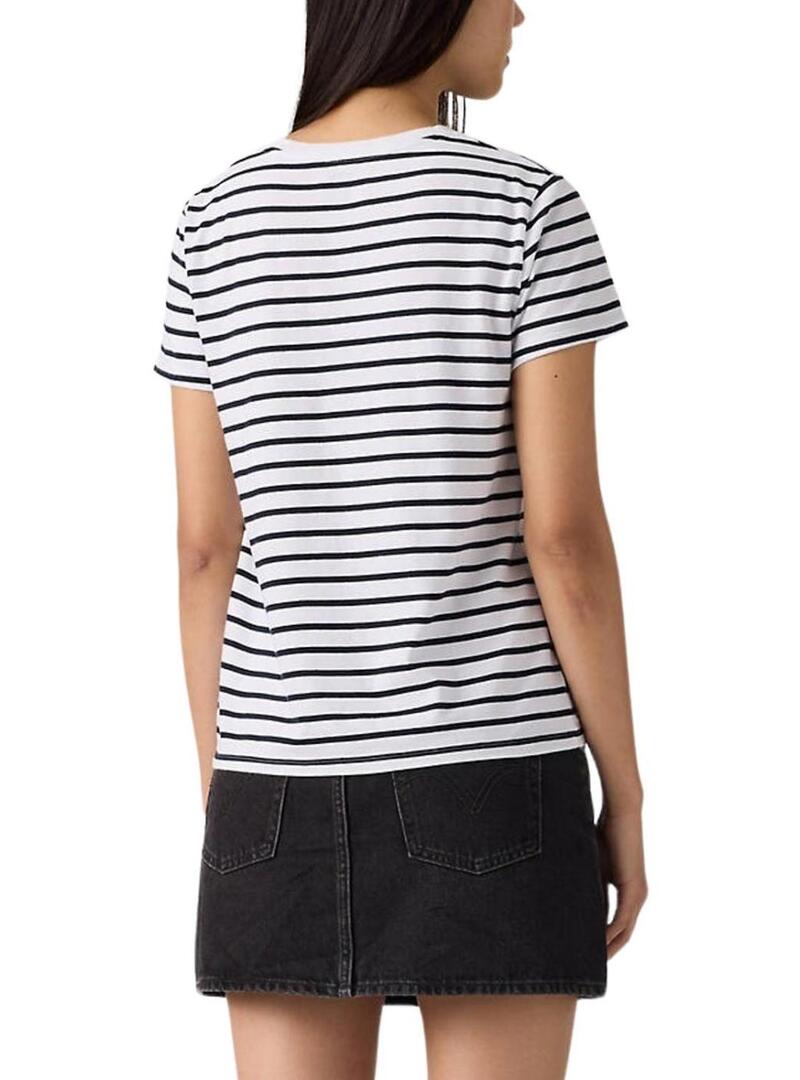 Maglietta Levis Emily a righe blu stampata per donna