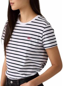Maglietta Levis Emily a righe blu stampata per donna