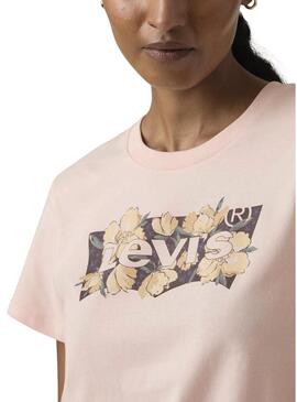 Maglietta Levis Perfect rosa con logo floreale per donna