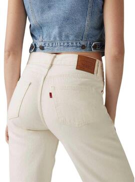 Pantaloni in denim Levis 501 anni '90 beige per donna